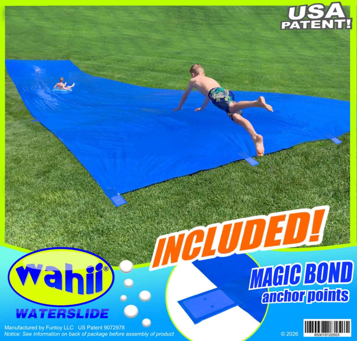 Wahii Water Slide ™  50 FEET LONG -with Magic Bond Fastener Points